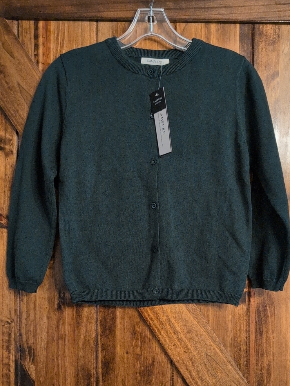 New Campure Hunter Green Cardigan Sweater Sz. 8 Girls